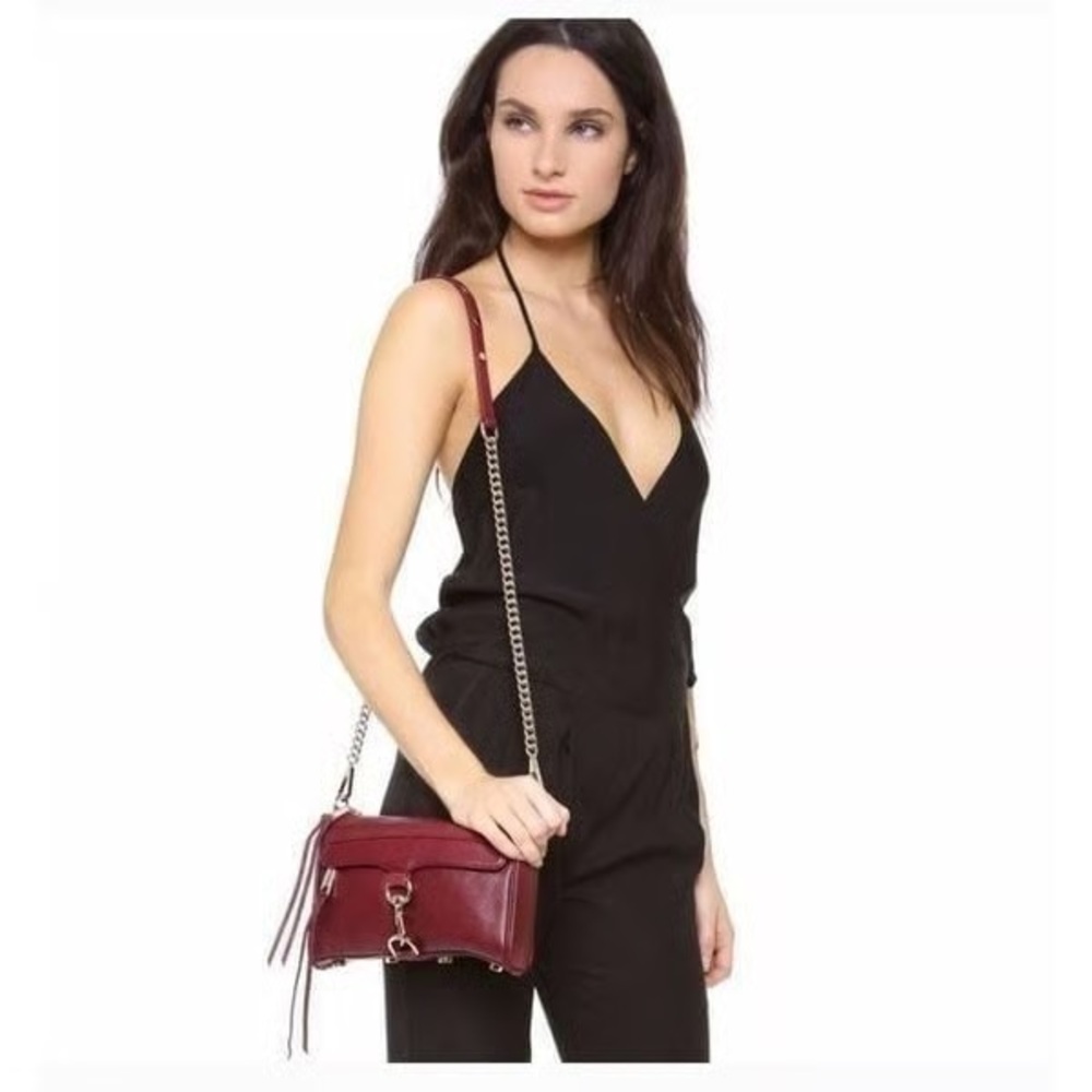 Rebecca Minkoff Mini M.A.C. Crossbody Bag – Leather, Burgundy with Gold Hardware